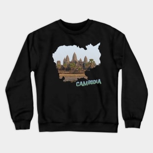 Cambodia Outline with Angkor Wat Crewneck Sweatshirt